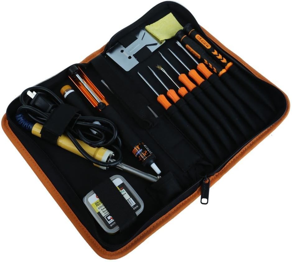 Primary Electric 30W Engineer DIY Welding Soldering Tool Set for beginner and professionals: Solder Sucker, soldering iron stand, Soldering tin pen, screwdriver, tweezer, cleaning sponge, Solder assi