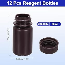 PATIKIL 12Pcs 60ml Reagent Bottles, PP Wide Mouth