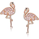 TANGPOET Cute Flamingo Stud Earrings for Women 925 Sterling Silver Hypoallergenic Earrings for Sensitive Ears Flamingo Jewelry Gifts for Birthday Christmas Valentines Mothers Day