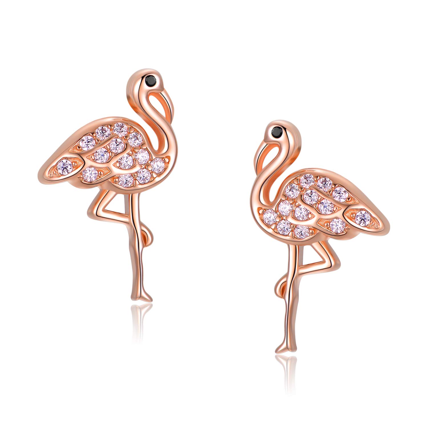 Flamingo Stud Earrings 925 Sterling Silver animal Earrings Pink Cute Animal Flamingo Gifts for girls