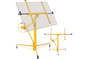SPOWAY Drywall Lift 11FT, Sheetrock Lift 150LBS Heavy Duty Drywall Lift Panel with 360° Adjustable Telescopic Arm & 3 Lockable Wheels, Drywall Lifter for Home Improvement, Yellow