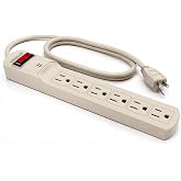 Stanley Surge Protector Power Strip 6 Outlets 800 Joules 3 Ft 14/3 AWG Cable 125V/15A 1875W Circuit Breaker Surge Indicator Light Mountable Beige Power Strip for Indoor Use