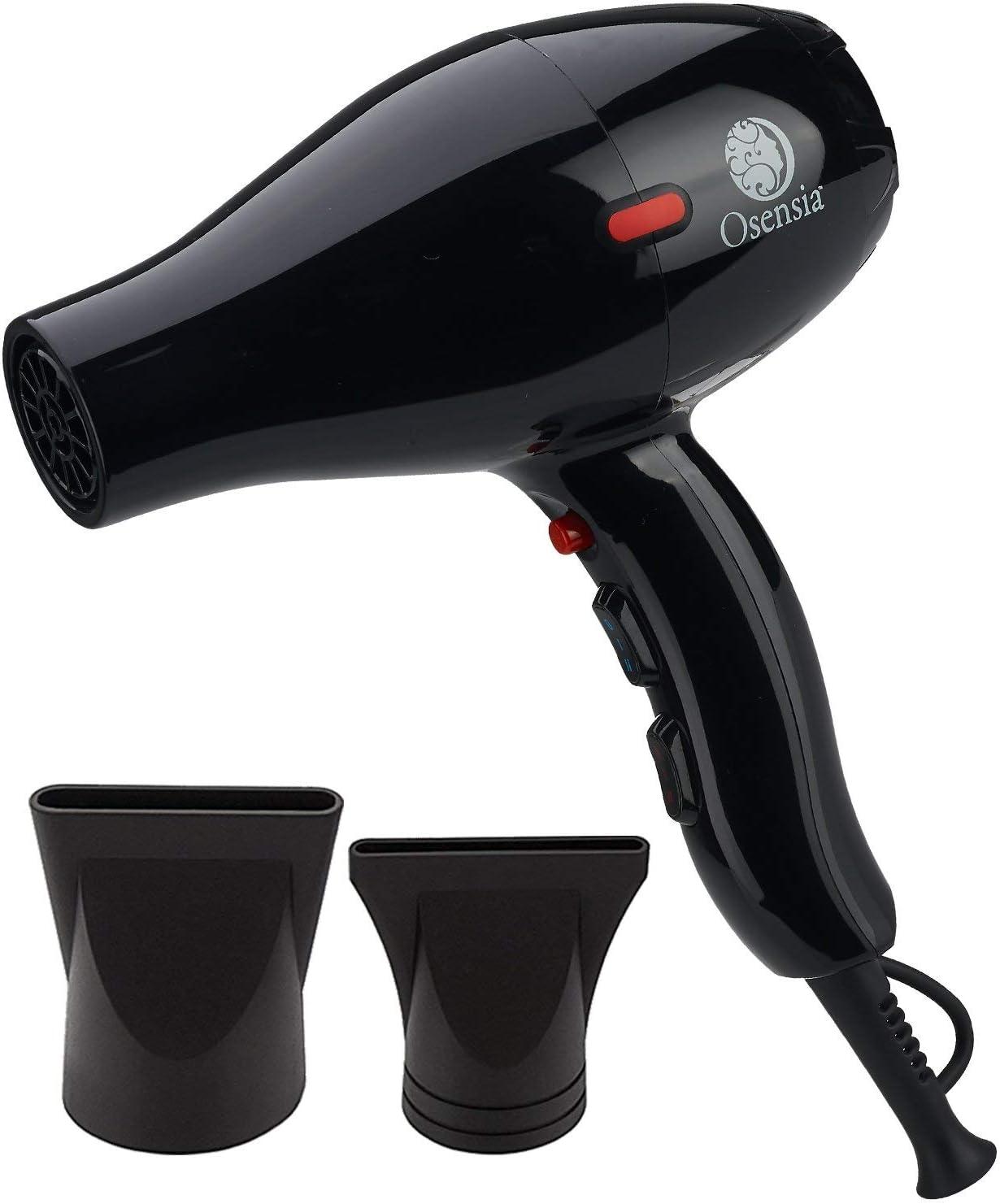 Hair Dryer - Professional Tourmaline Ionic Ceramic Blow Dryer with 2 Nozzle Attachments and Travel Bag - Negative Ions 1875W Salon Fast Drying Hair Styling Tool by Osensia