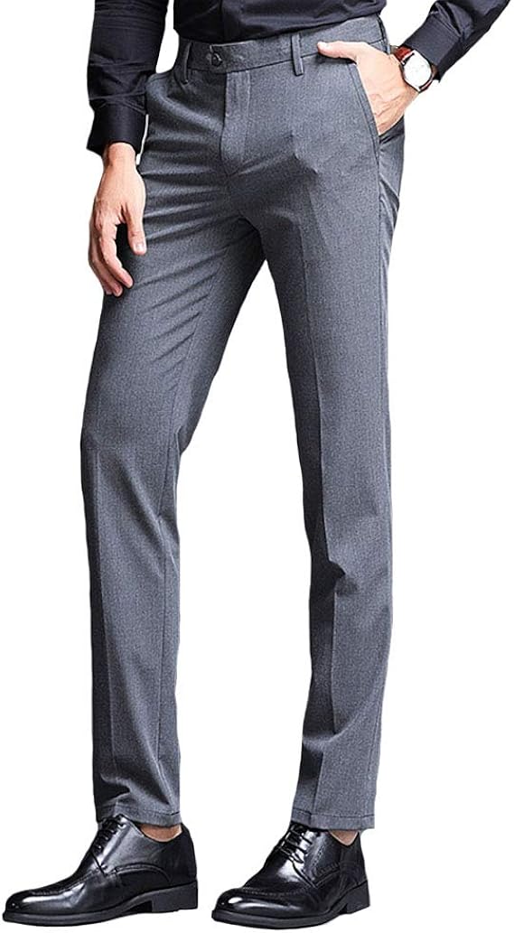 Amazon Co Jp Vlakteven スラックス メンズ 通勤 紳士ズボン ノータック 薄 ビジネス パンツ 夏用 メンズ ストレッチ スリム ストレート 仕事着 ロングパンツ グレー 36 服 ファッション小物