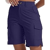 Yoglegins Women's Lightweight Hiking Cargo Shorts for Running Athletic Camping Travel Golf - Water Resistant with 5 Pockets