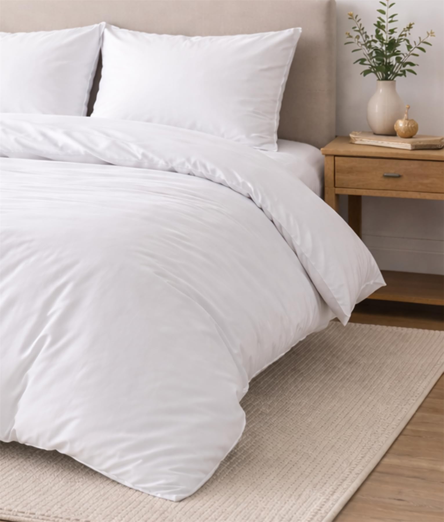 Linens Limited 100% Egyptian Cotton 400 Thread Count Duvet Cover Set | Duvet Cover with House Wife Pillow Case, White, King