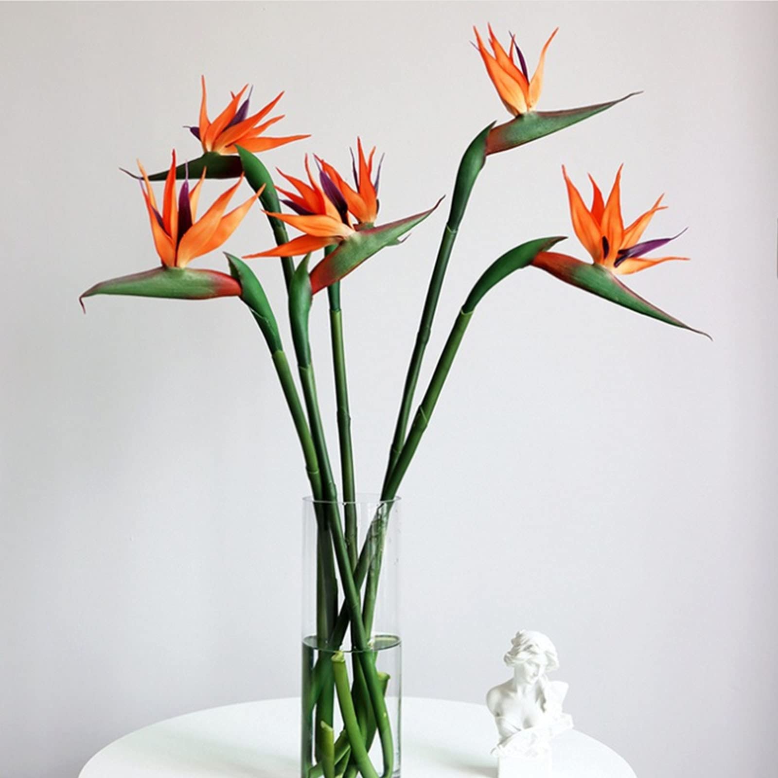YQYAZL 3 Pack Artificial Heaven Bird Plant, Flowers of Paradise Faux Plants Fake Arrangements for Wedding Home Decor, Orange, 55cm/21.7inch