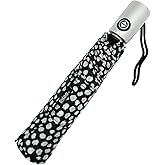 Totes NeverWet technology, Auto Open Auto Close Umbrella, Black With White Dots 43" arc Umbrella,, Medium