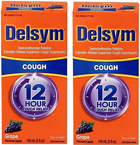 Delsym XzszWv Adult 12 Hr Cough Relief Liquid, Grape, 5 oz (2 Pack)