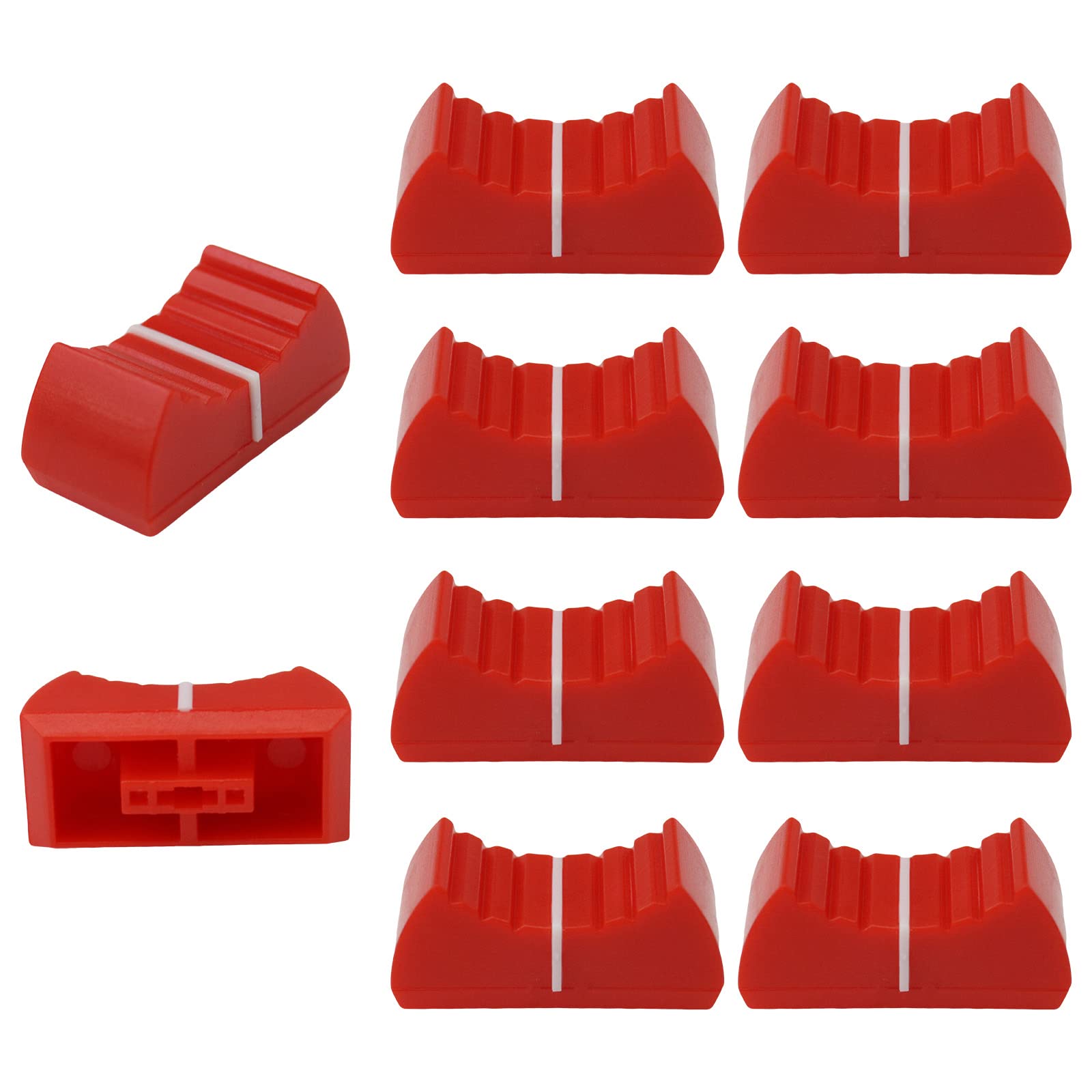 4mm Hole Colour Body Linear Slider/Fader Caps Pack of 10 (Red/White)