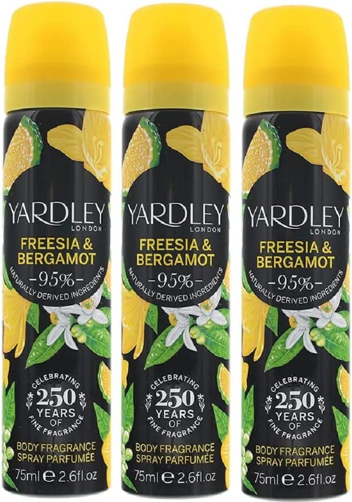 Yardley London Yardley Ladies Freesia 75ml Body Spray Deodorant 3 Pack