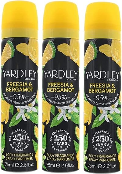 Yardley London Yardley Ladies Freesia 75ml Body Spray Deodorant 3 Pack