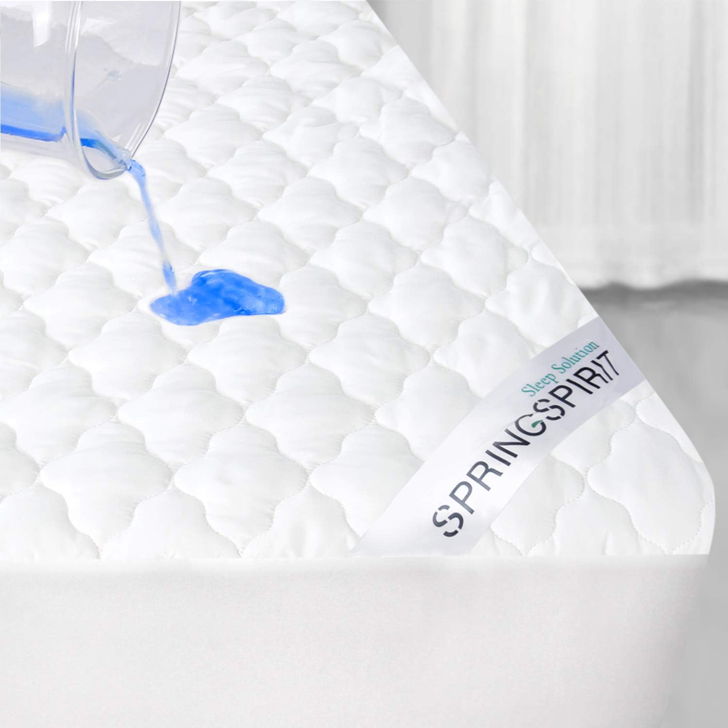 SPRINGSPIRIT Mattress Pad Cover Waterproof (Queen), Quilted Fitted Queen Mattress Pad Protector