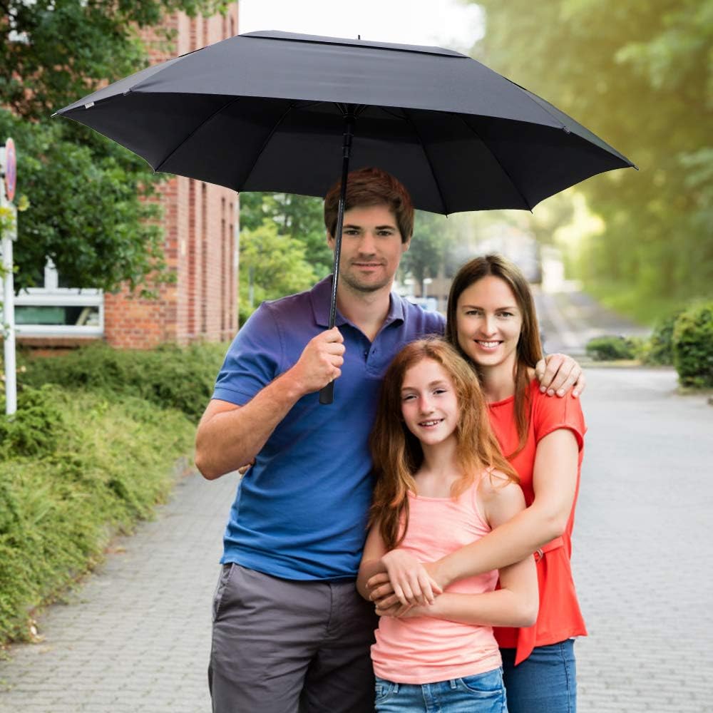 ZOMAKE Windproof Golf Umbrella, 62 inch Large Umbrella for Rain Double Canopy Automatic Open Vented Stick Umbrellas : Clothing