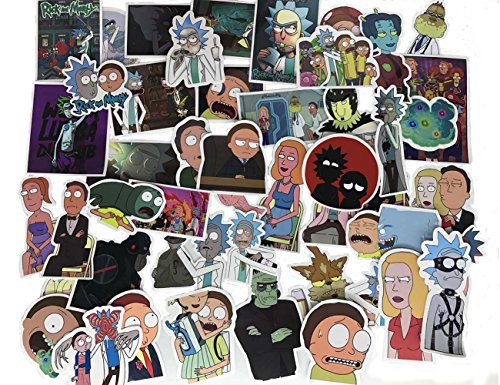50 Pcs Rick and Morty Laptop Stickers Waterproof Skateboard Pad Macbook Car Snowboard Bicycle Luggage Decor (1)