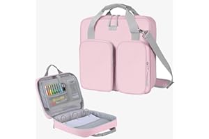egiant 3 Inch 3 Ring Zipper Binder with Shoulder Strap & Handle & Multi-Pocket - 3" Binder with Zipper for School Girl & Boy, Compatible with 13-Inch Laptop MacBook/Tablet-Patent Design-Pink02