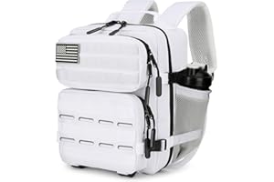 HongXingHai 9L Mini Tactical Backpack 9L Assault Pack 9L Tactical Backpack Hiking Fitness Backpack（White）