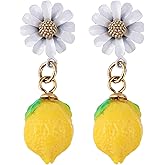 Lemon Dangle Earrings, Cute Lemon Accessories Lovely Fruit Daisy Stud Earrings Charming Fruit Jewelry for Women Festival Party Cosplay