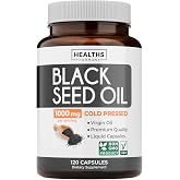 Black Seed Oil - 120 Softgel Capsules Skin Health (Non-GMO &amp; Vegan) Cold-Pressed Nigella Sativa Producing Pure Black Cumin Seed Oil with Vitamin E - 500mg Each, 1000mg Per 2 Capsule Serving