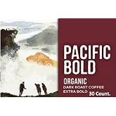 Pacific Bold Coffee, Dark, 30 Pods + Organic Breakfast Blend Light-Roast Coffee, 30 Pods (Total 60 Count).