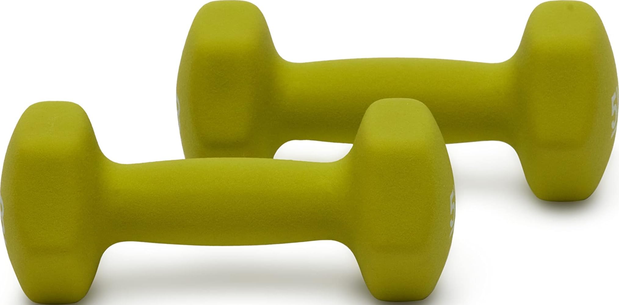 Amazon Basics Neoprene Dumbbell Hand Weights for Workout and Exercise, Hexagon Shape, 5 Pounds, Pair, Green