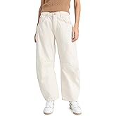 Free People, Womens, We The Free Good Luck Mid-Rise Barrel Jeans, Milk, 27