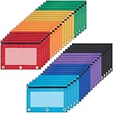 CUTHOLLOW Pencil Pouch for 3 Ring Binder, Bulk 40 Pack Smooth Zipper Pencil Case Bags in Assorted Colors - Durable Cloth Pencil Holder with Clear Window