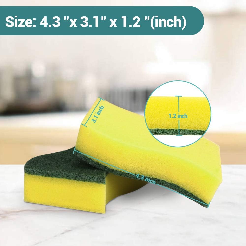AIDEA Heavy Duty Scrub Sponge-12Count, Cleaning Scrub Sponge, Stink Free Sponge, Effortless Cleaning Eco Scrub Pads for Dishes,Pots,Pans All at Once,Size: 4.3"x 3.12" x 1.2": Kitchen & Dining