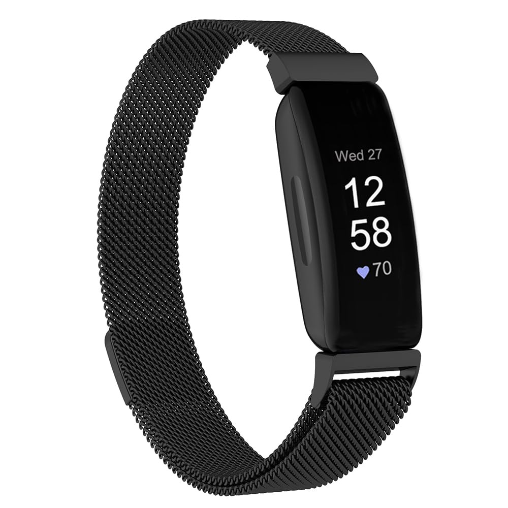 Moydolo Women Men Stainless Steel Metal Mesh Replacement Wristband Compatible with Fitbit Inspire Strap/Fitbit Inspire HR Strap/Fitbit Inspire 2 Strap/Fitbit Ace 2 Band