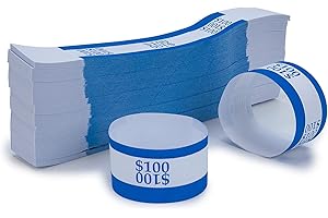L LIKED Money Band Self Sealing Currency Straps for Bill Wrappers (Blue $100-1000 PCS)