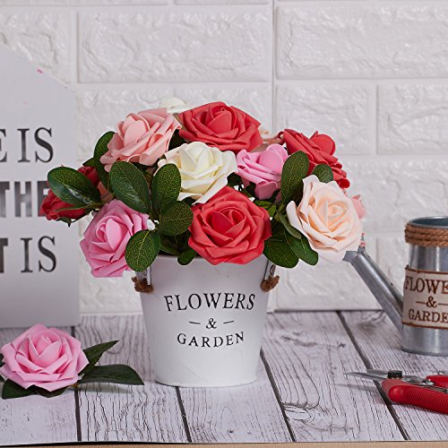 MACTING Artificial Flower Rose, 30pcs Real Touch Artificial Roses for DIY Bouquets Wedding Party Baby Shower Home Decor - Thumbnail 5