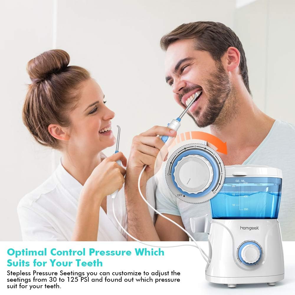 Upgrade Water Flosser, 600ML Water Flosser Teeth Cleaner for Family, Homgeek Anti Leakage Dental Water Flosser Oral Irrigator 10 Adjustable Pressure with 7 Multifunctional Tips (600ML): Health & Personal Care
