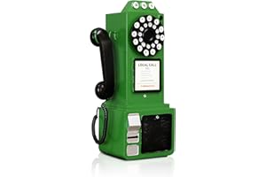 GUYIFUNY Antique Telephone - Rotary Dial Landline Phone Model Vintage Classic Phone Props Retro Wall Mounted Crafts Ornaments Cafe Bar Window Booth Decoration - 9.8''L x 6.3''W x 19.7''H, Green-A