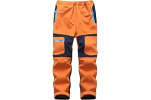 Arssm Kids Boy's Snow Pants Youth Fleece Lind Hiking Pants Softshell Winter Warm Insulated Trousers