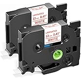Label KINGDOM Labels Replacement Compatible for Brother P Touch TZe-232 TZ-232 Red on White TZe Label Tape 12mm 0.47 Inch Laminated for PT-D210 PT-D400 PT-D200 PT-H110 Label Maker, 2-Pack