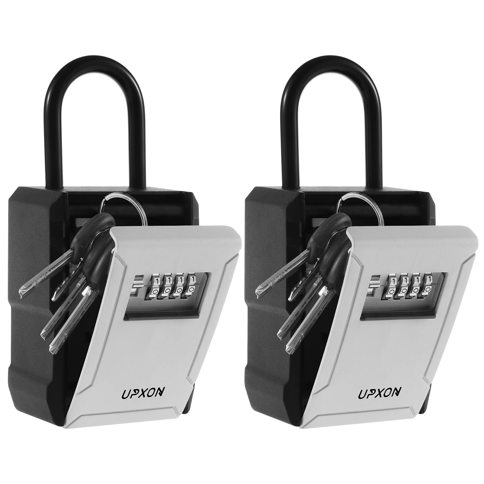 Photo 1 of Key Lock Box, UPXON Extra Large Key Storage Box with Resettable Code, 4 Digit Combination Lock Box for Car Keys, House Keys, Weatherproof Wall Mount Key Box for Home, Hotels, Airbnb, Schools 2 Packs