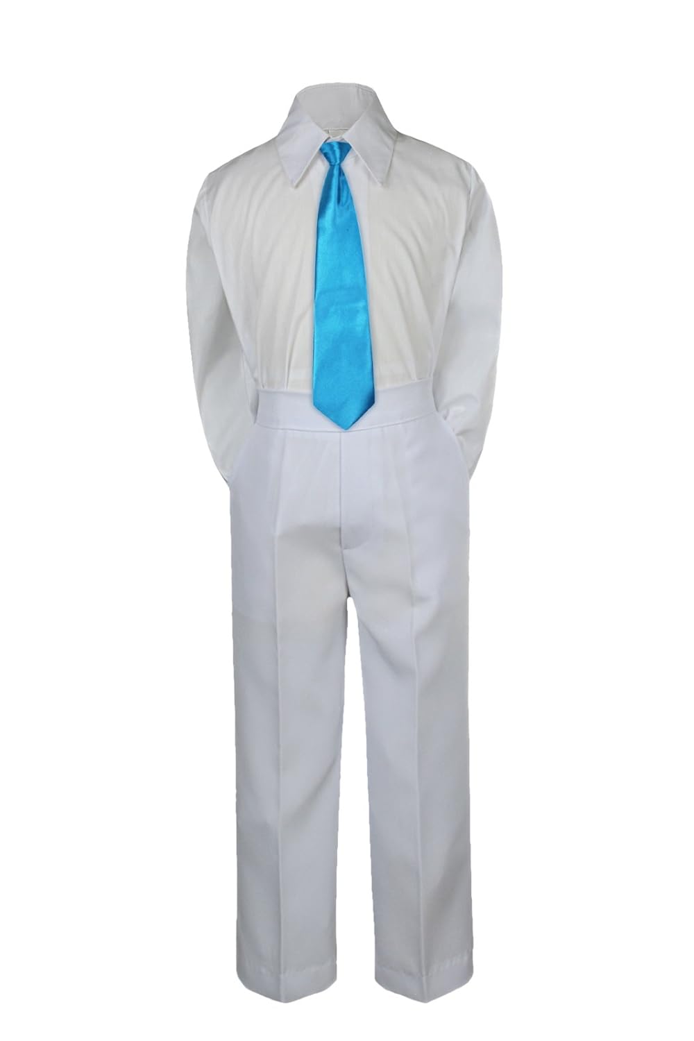 turquoise shirt grey pants