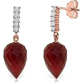 Galaxy Gold GG 14k Solid Gold Earrings Diamonds Pointy Briolette Rubies
