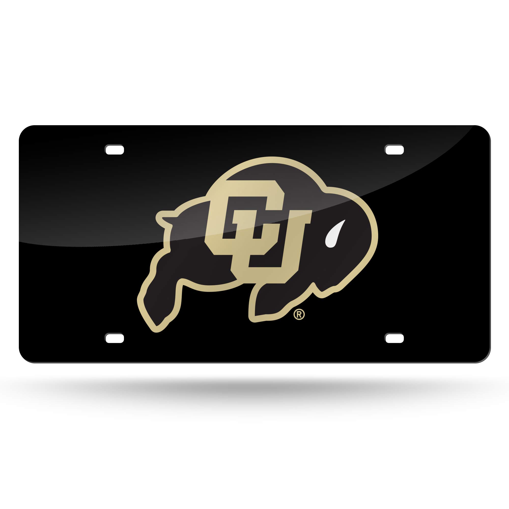 Rico Industries NCAA Colorado Buffaloes Black 12" x 6" Laser Cut Tag for Car/Truck/SUV - Automobile Décor Image