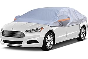 AltoCover Half Car Cover Top, Windshield & Sunroof Cover for Ice and Snow with Cotton Liner, Car Cover Waterproof All Weather for Snow, Sun, Rain, Dust, UV Protection Fit Sedan Universal