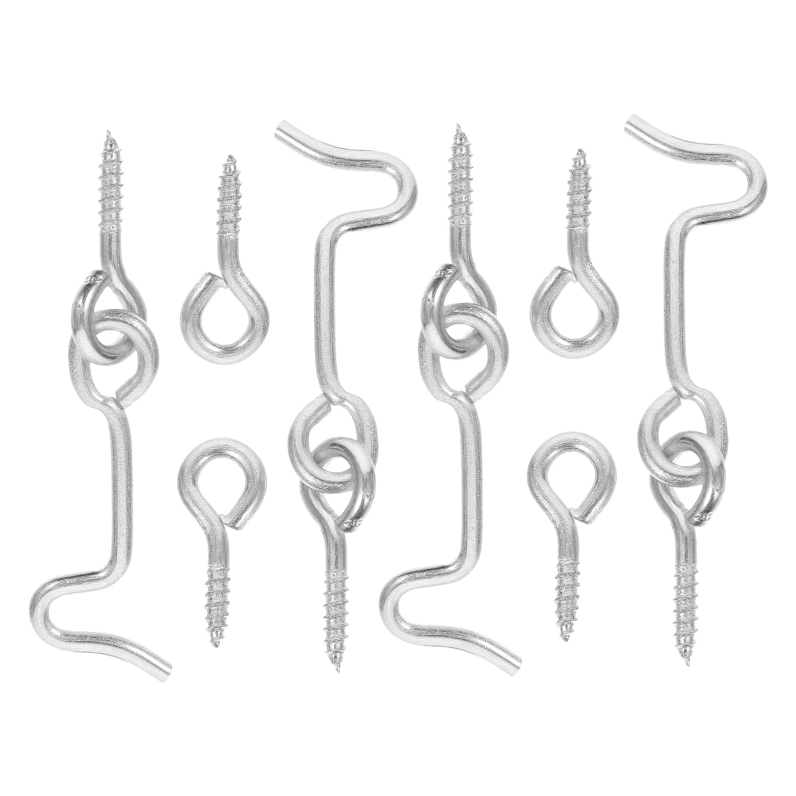 KONTONTY 4sets Hook and Eye Latch Carbon Steel Door and Window Safety Lock Screen Door Latch for Home and Office Easy Screw Fixing Installation
