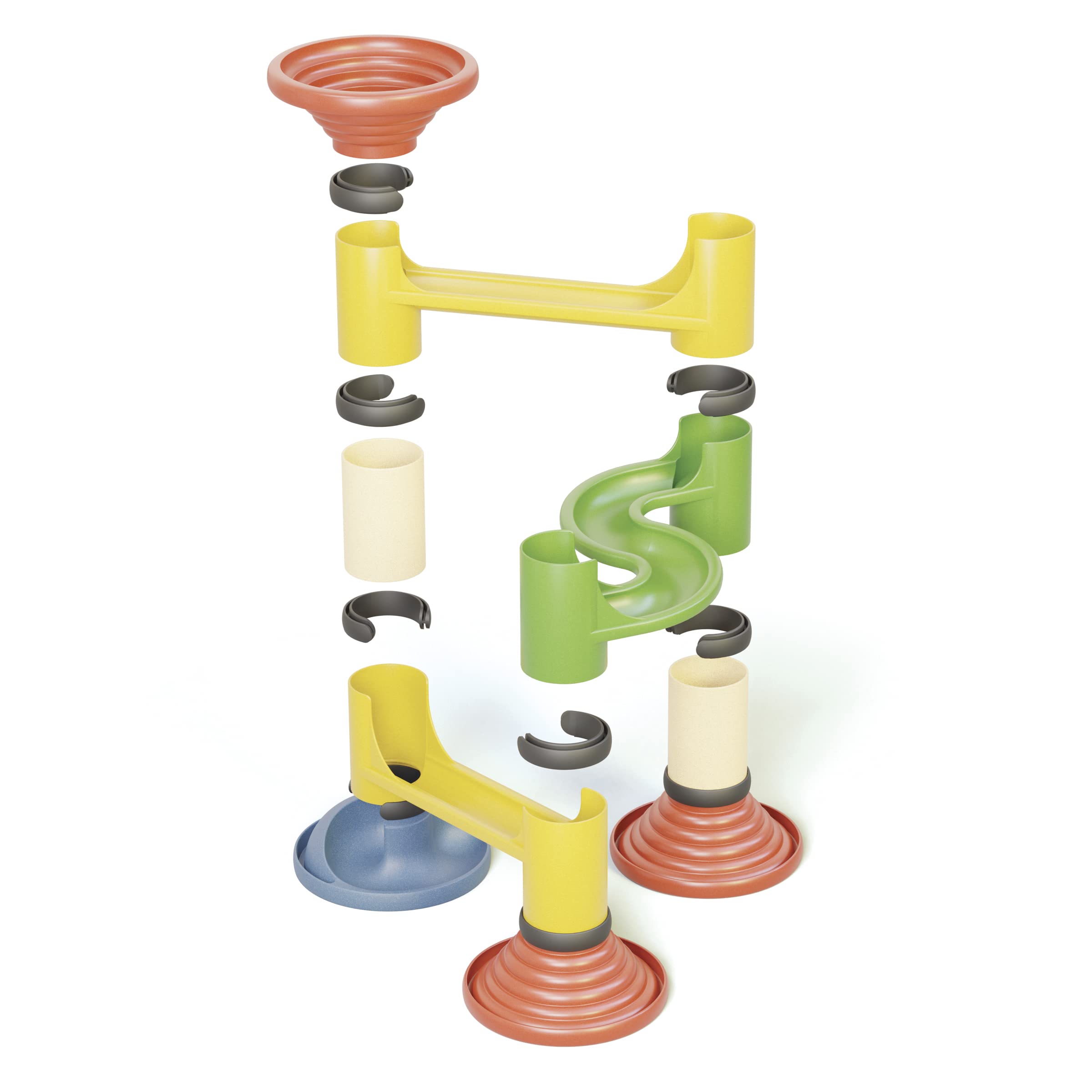 Quercetti PlayBio Migoga Junior Marble Run - 22 Large Elements Includes 3 Marbles with Bells for Sound, for Kids Ages 18 Months and up, Multicolor