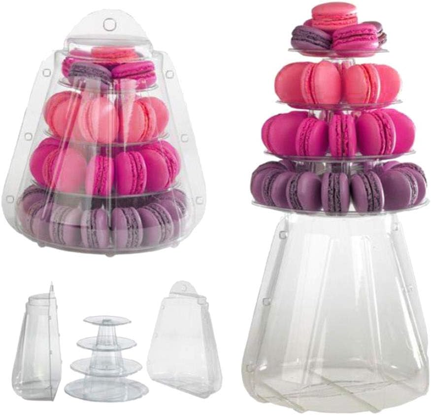 Kehuashina 1PCS 4-TIER FRENCH MACARON TOWER WITH CARRYING CASE SET, FOOD-SAFE CLEAR PLASTIC