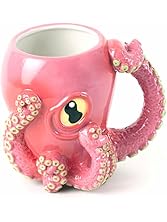 Pink Octopus Ceramic 3D Coffee Mug with Tentacle Handle