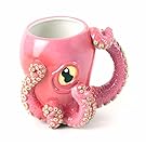 Pink Octopus Ceramic 3D Coffee Mug with Tentacle Handle