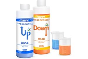 GISNPA General Hydroponics pH Control Kit for Balanced Nutrient Solution, Professional pH Up & Down Liquid Set，Liquid for Optimized Plant Growth in Hydroponics & Soil
