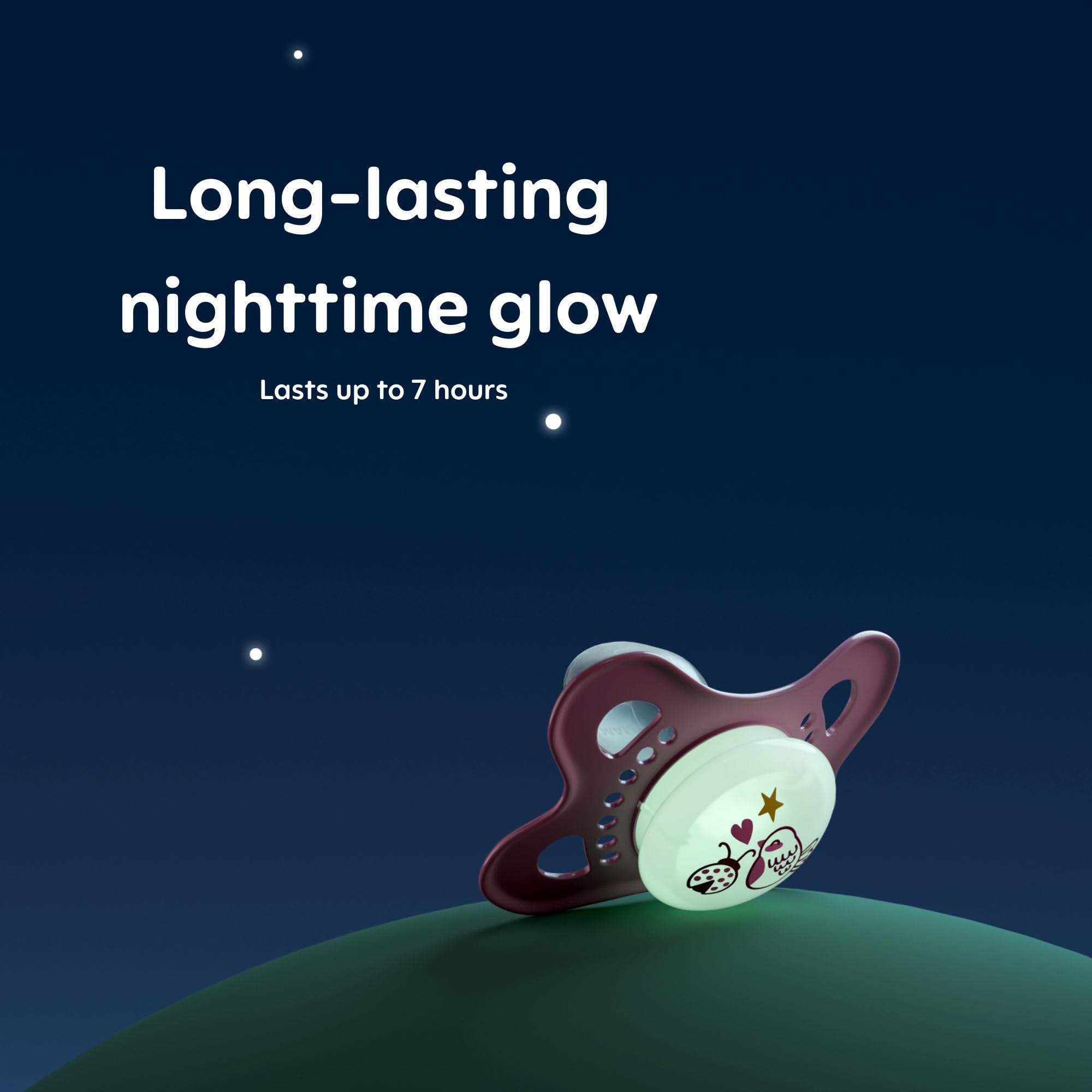 MAM Original Night Pacifiers, Binky Pacifier for 0-6 Months, BPA-Free Silicone, Glows in The Dark, Best for Newborn Babies, Developed with Medical Experts, 2 Count Binkies, with Sterilizer Case