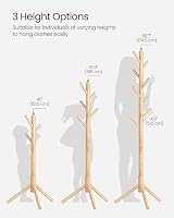 VASAGLE Wooden Tree Coat Rack 8 Hooks 3 Height Adjustable 47x47x175 cm view 5