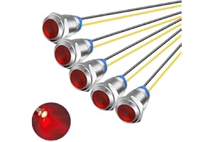 Gebildet 5pcs 10mm 110-220V AC LED Metal Indicator Light Waterproof Signal Indicator Lamp (Red)