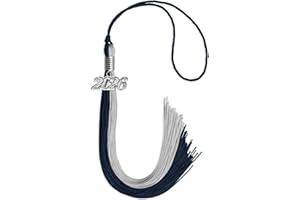 Endea Graduation Double Color Tassel with Silver Date Drop (Dark Navy Blue/Grey, 2026)